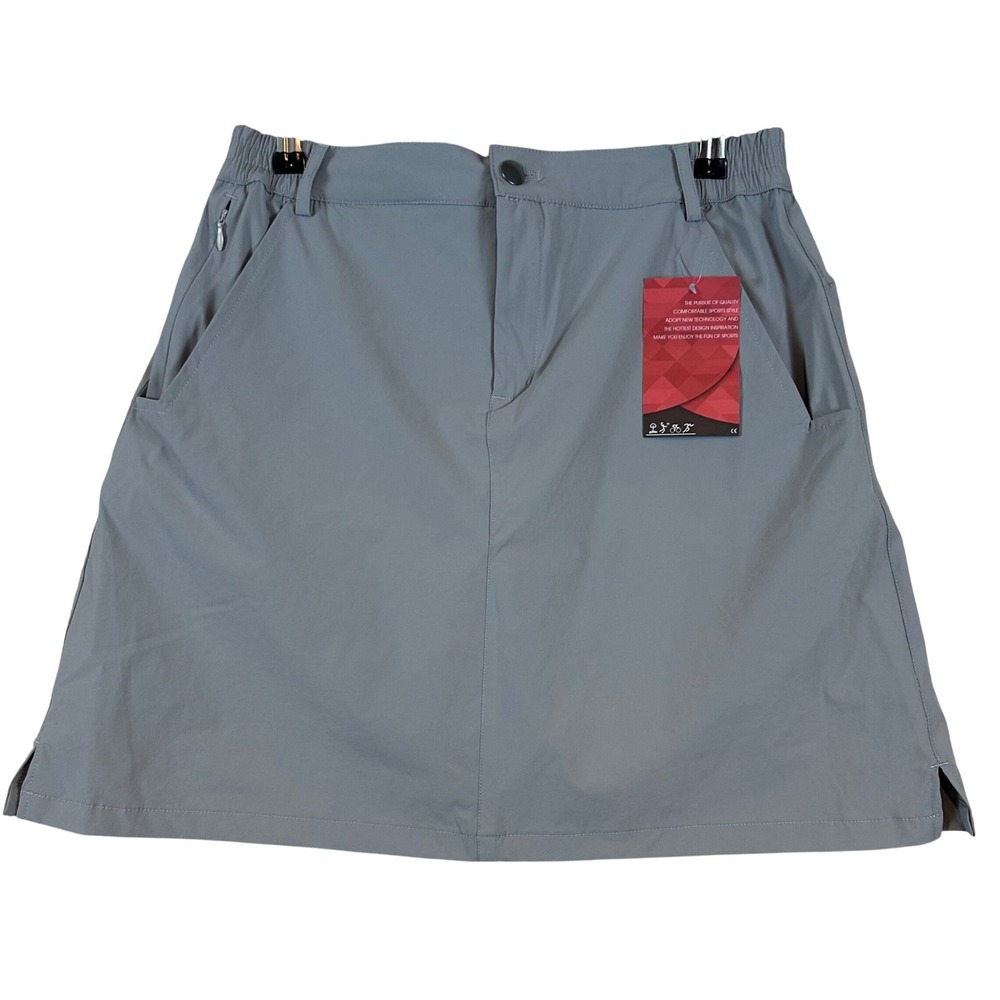 NWT Santiny Womens Gray Athletic Hiking Golf Skort Built-in Shorts Sz M Gorpcore